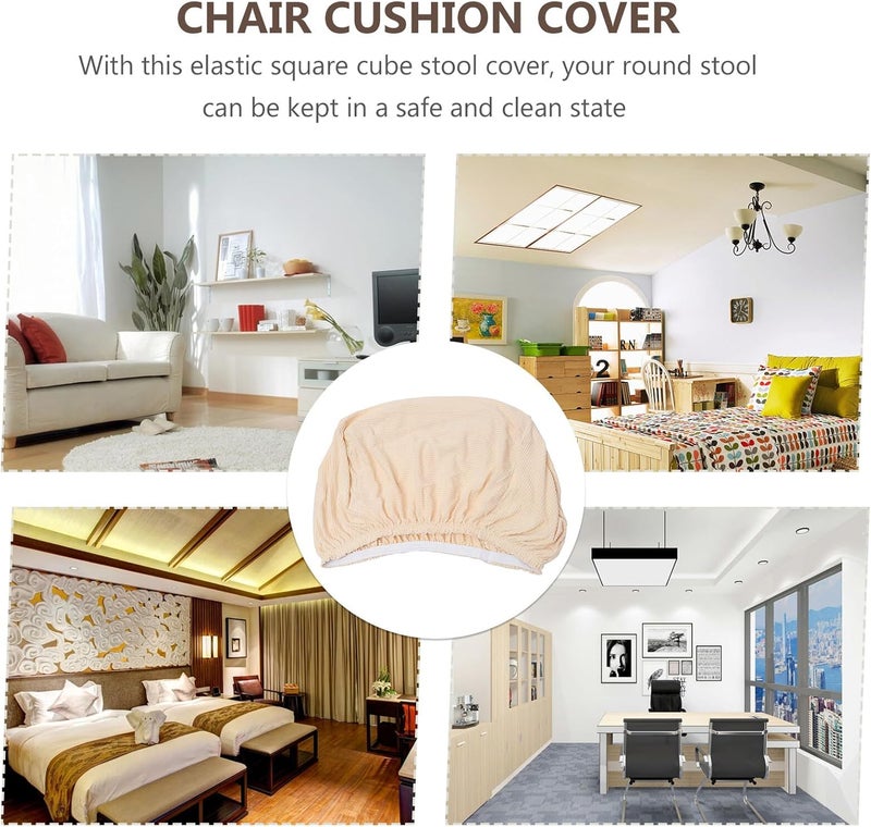 Square Stool Cover Protective Stretch Slipcover, Corn Kernel Pattern Low Footrest Chair Cover, Elastic Full Wrap Seat Protector for Home Décor - Image 3