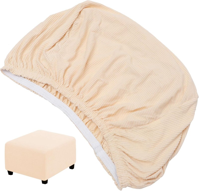 Square Stool Cover Protective Stretch Slipcover, Corn Kernel Pattern Low Footrest Chair Cover, Elastic Full Wrap Seat Protector for Home Décor - Image 1