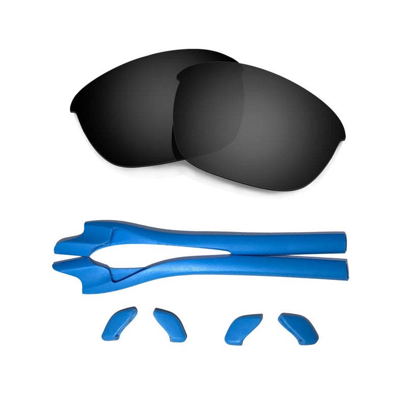 Generic HKUCO Black Polarized Replacement Lenses plus Blue Earsocks Rubber Kit For Oakley Half Jacket 2.0  - Image 1