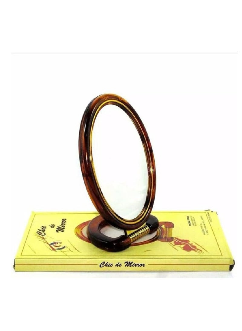 Generic Makeup mirror mounted on the table top - on both sides for the bathroom - hairdressing table - barber shop - salons - double-sided - natural view - 5 times magnified view (size 12*8 cm)  - Image 3
