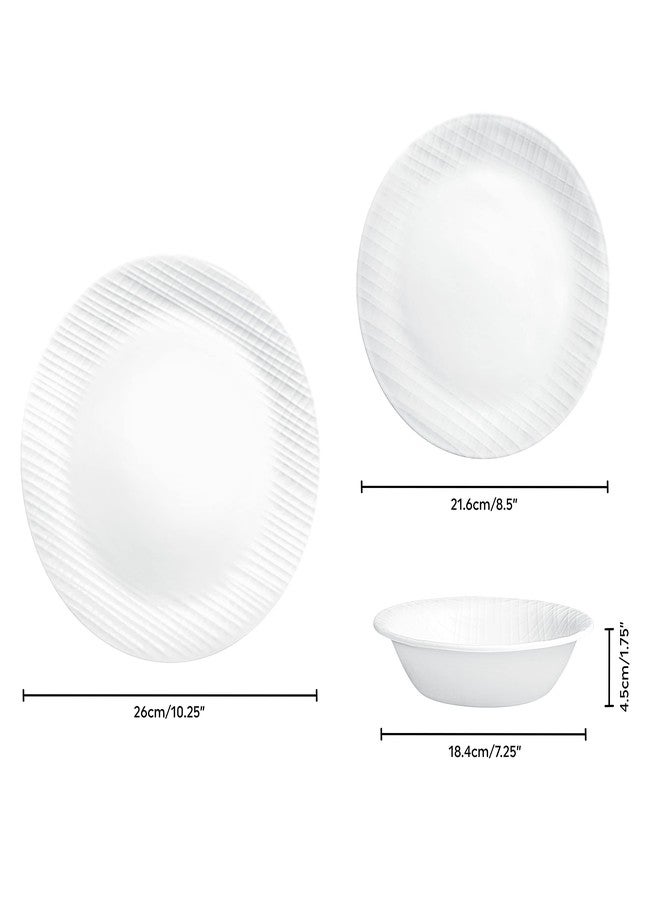 Corelle Dinnerware Set, 12-Piece, Linen Weave, Tempered Glass, Dinner Plates, Side Plates & Bowls, 3X More Durable, Half The Space & Weight of Ceramic, 1146908 - Image 2