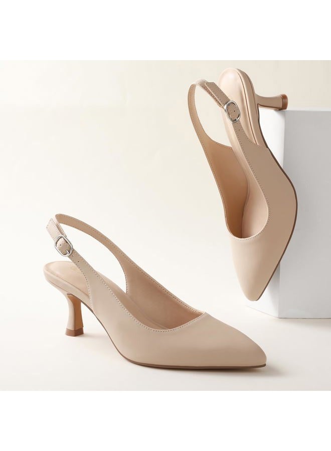 Ankis Slingback Heels for Women Closed Toe Women's Pumps Kitten Heel Wedding Party Casual Dress Shoes, Nude Nubuck, 6.5 - Image 3