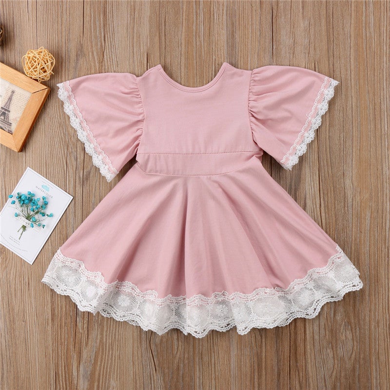 25 Korean Style Girls' Lace Dress, Stereo Flower Princess Dress, Girls' Flying Sleeve A-Line Dress - Image 2