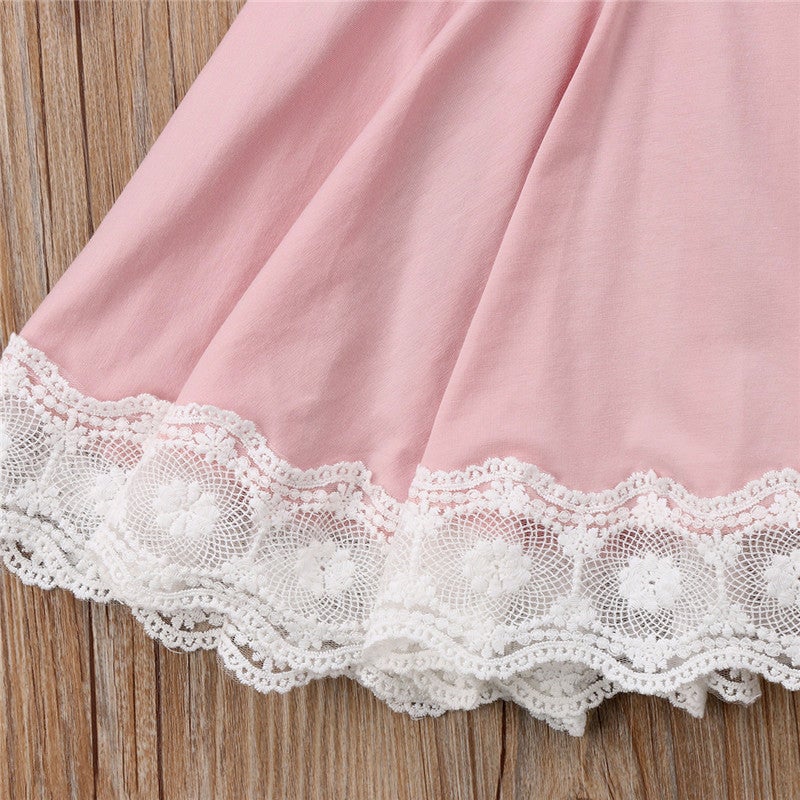 25 Korean Style Girls' Lace Dress, Stereo Flower Princess Dress, Girls' Flying Sleeve A-Line Dress - Image 5