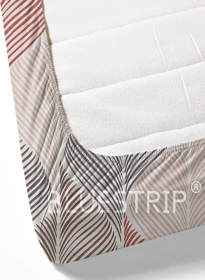 Blue Strip ملاءة سرير مزدوجة مقاس كينج مطبوعة، مصنوعة من قطن ناعم الملمس، 300 خيط، بنقشة مخططة باللون الأزرق، مع غطاءين للوسائد. تناسب أغطية الوسائد حتى 9 بوصات، المقاس: 72 × 78 × 10 بوصات. - Image 4