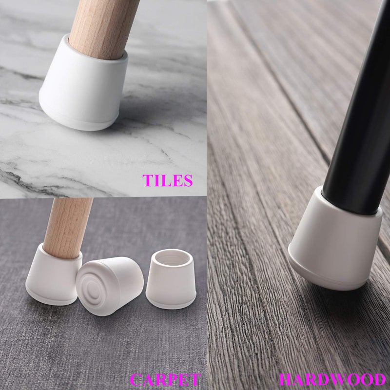 Furnigear Chair Leg Tips Caps Non-Slip Rubber Leg Tips 5/8  Inner Diameter Chair Leg Floor Protectors Round White  20 Pack - Image 3