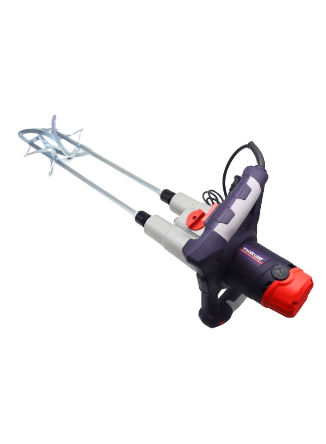 makute 1600W Electric Hand Mixer for Paint Cement Plaster Mortar Mixing | Dual Paddle Variable Speed 0-800RPM Industrial Power Tool | 120mm Heavy Duty Concrete Mixer | Model HM122 - Image 3