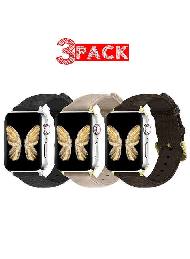 CATANES 3 Pack For Apple Watch Band 38mm/40mm/41mm Leather Band Buckle Strap Wristband Compatible with Apple watch series 7/6/5/4/3/2/1/SE - Image 1