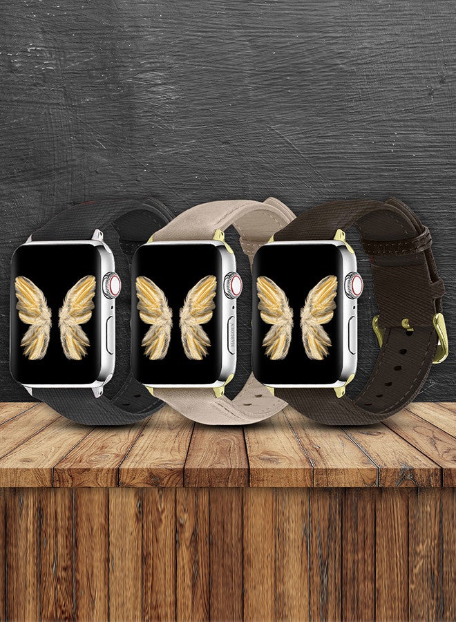 CATANES 3 Pack For Apple Watch Band 38mm/40mm/41mm Leather Band Buckle Strap Wristband Compatible with Apple watch series 7/6/5/4/3/2/1/SE - Image 2