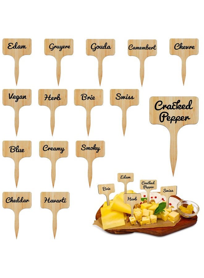 Queekay 15 Pieces Reusable Wooden Cheese Markers for Charcuterie Board Name Tag (2.44 x 3.94in) - Image 1