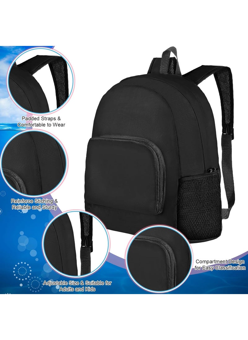Reginary Reginary 24 Pcs Backpack 17 Backpacks Foldable Lightweight Bookbags Student Outdoor Travel School Book Bag with Storage Bag Black  - Image 4