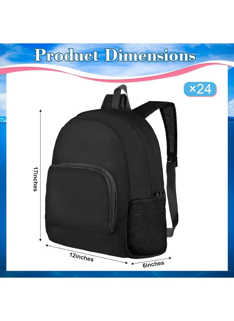 Reginary Reginary 24 Pcs Backpack 17 Backpacks Foldable Lightweight Bookbags Student Outdoor Travel School Book Bag with Storage Bag Black  - Image 3