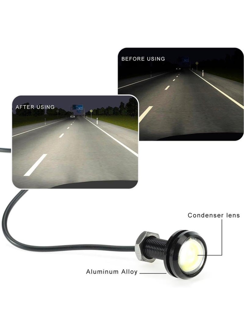 AUTO MT أضواء LED عين النسر 18 مم عالية القوة 9 واط ضوء تشغيل نهاري أحمر لسيارة دراجة نارية ملحقات السيارة ضوء علامة مصباح ضباب ضوء علامة احتياطي (10 قطع بيضاء 9 واط أضواء LED عين النسر) - Image 5