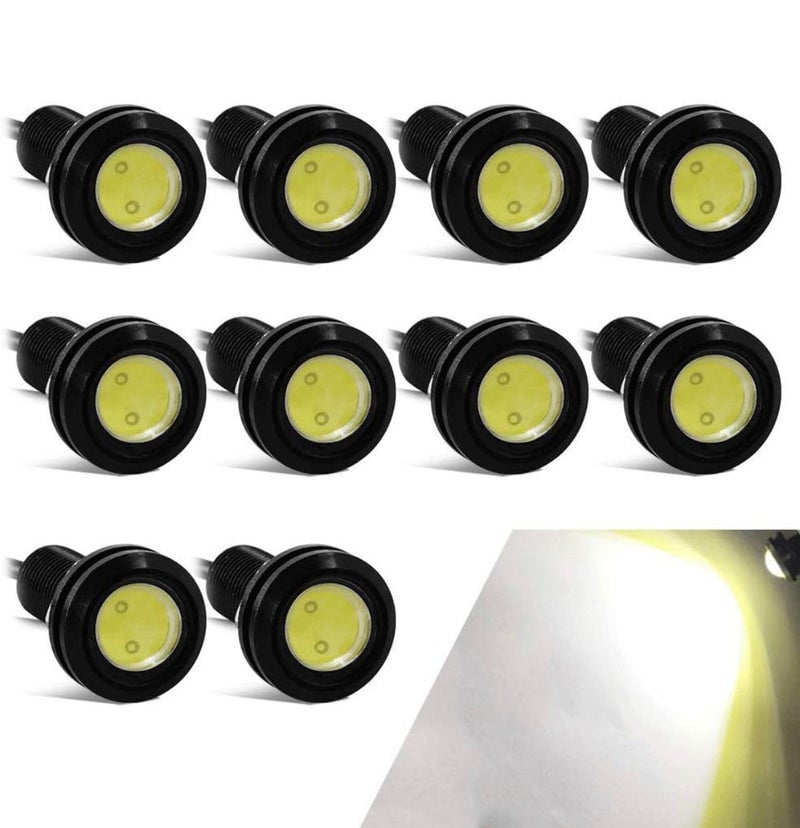 AUTO MT أضواء LED عين النسر 18 مم عالية القوة 9 واط ضوء تشغيل نهاري أحمر لسيارة دراجة نارية ملحقات السيارة ضوء علامة مصباح ضباب ضوء علامة احتياطي (10 قطع بيضاء 9 واط أضواء LED عين النسر) - Image 1