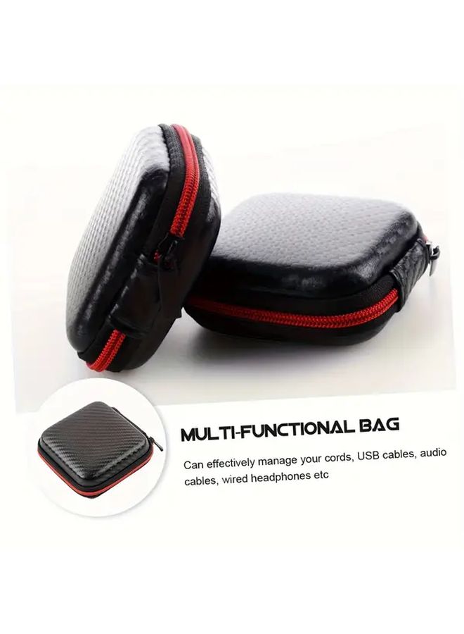 Black Red EVA Travel Organizer Box With Mesh Pocket Cushioned Protection For Cables Earphones AirPods - Image 5