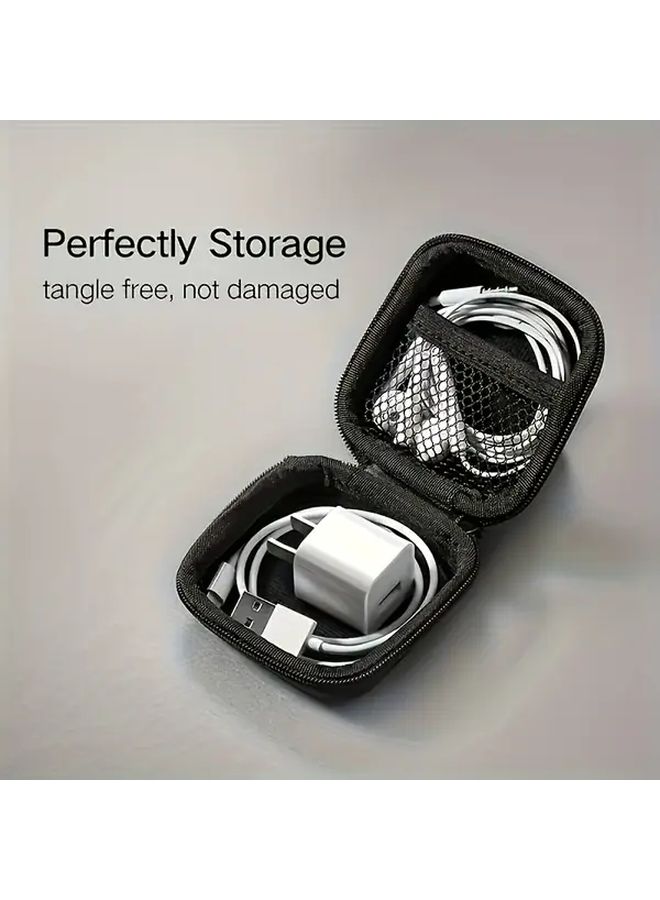 Black Red EVA Travel Organizer Box With Mesh Pocket Cushioned Protection For Cables Earphones AirPods - Image 1