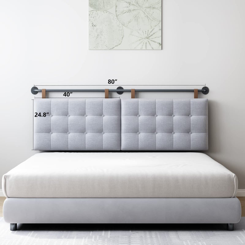 BSHOMGI King Headboard Headboards for Adjustable Beds Backboard Wall Mounted Headboard with Gray Button Tufting Hanging Head Board for Bedroom(Gray, King) - Image 5
