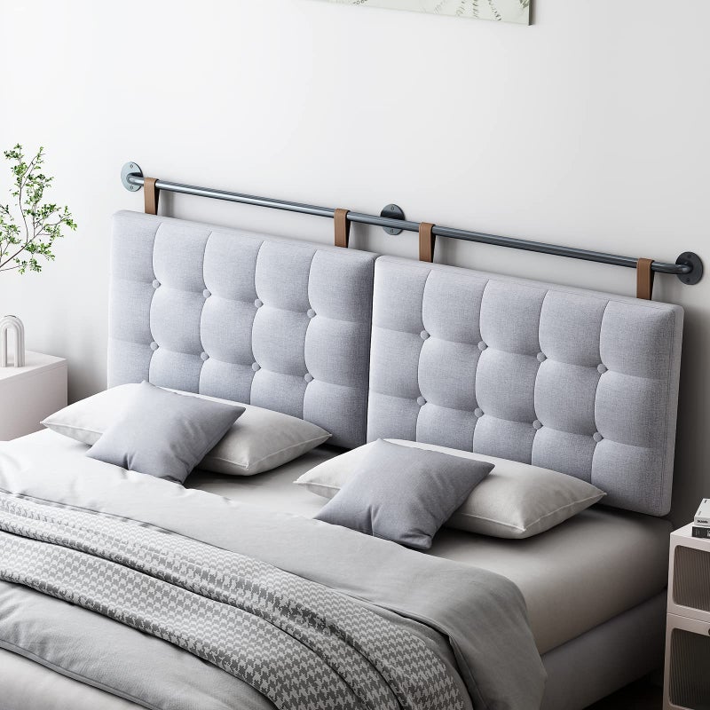 BSHOMGI King Headboard Headboards for Adjustable Beds Backboard Wall Mounted Headboard with Gray Button Tufting Hanging Head Board for Bedroom(Gray, King) - Image 1