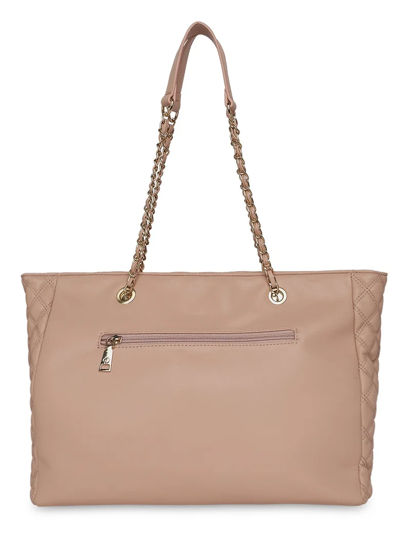 CAPRESE Caprese Cuddy Checkered Blush Faux Leather Large Tote Handbag