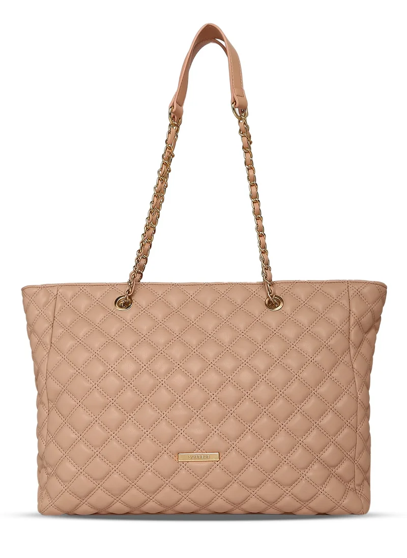 CAPRESE Caprese Cuddy Checkered Blush Faux Leather Large Tote Handbag