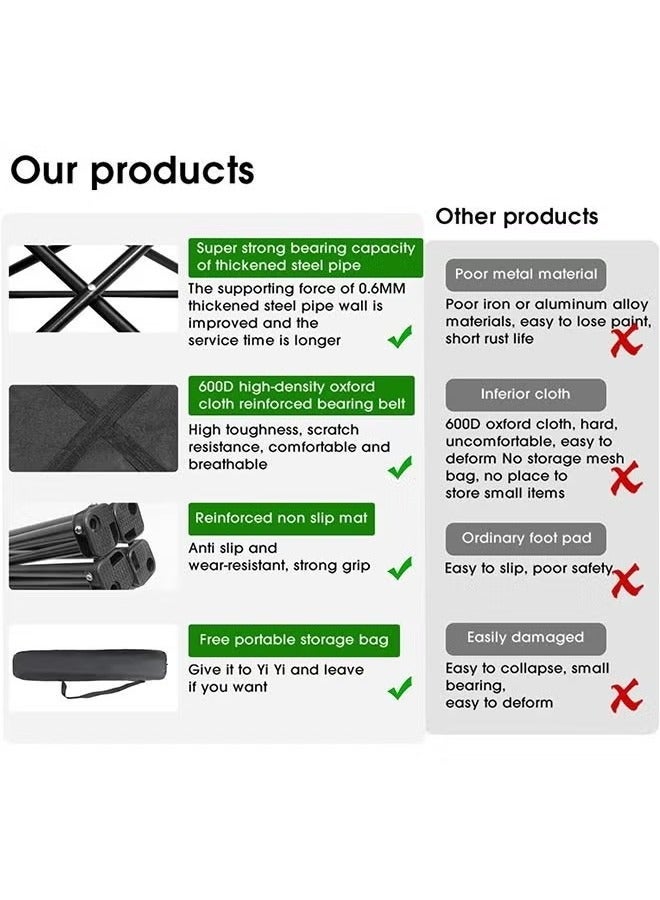 ARNOTEC كرسي تخييم قابل للطي محمول مع حقيبة حمل - كرسي خارجي خفيف الوزن للتخييم، الشاطئ، المشي، النزهات والرياضات - إطار فولاذي قوي، سعة 300 رطل، دعم كامل للظهر - Image 4