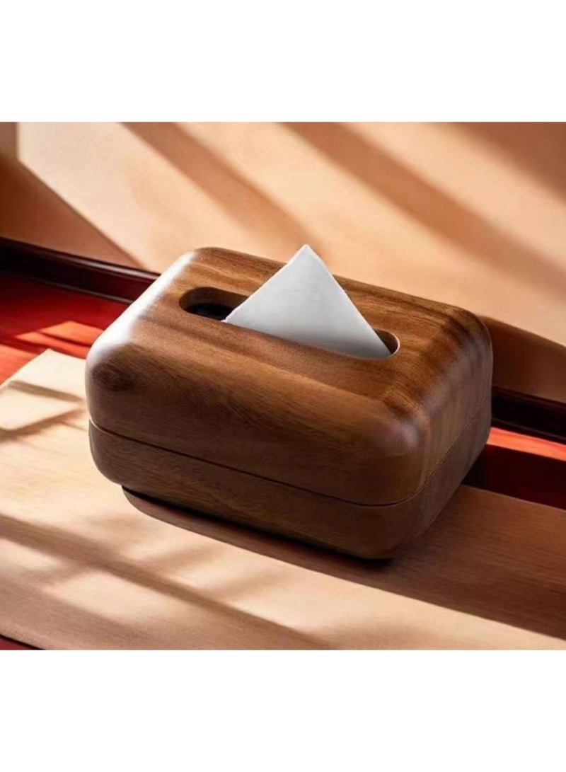 Walnut Wood Tissue Box Cover, Solid Wooden Rectangular Facial Tissue Dispenser for Home & Office - Image 5