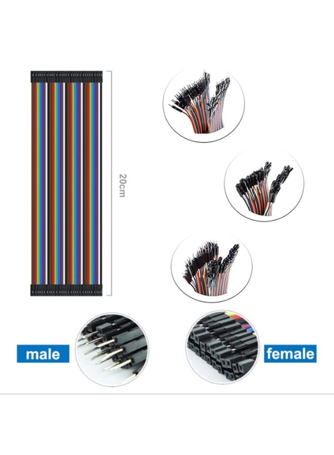 120pcs 20cm Multicolored Dupont Wire 40pin Male to Female, 40pin Male to Male, 40pin Female to Female Breadboard Jumper Ribbon Cables Kit Compatible with Arduino Projects - Image 3