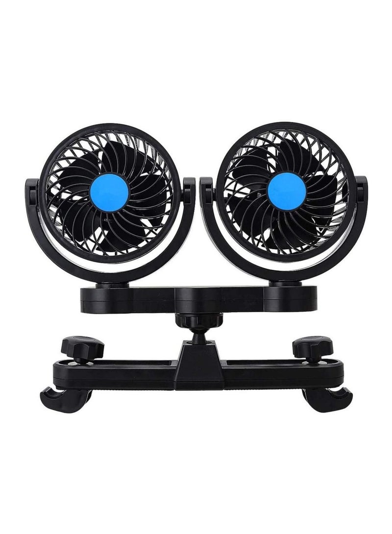 Loquat Electric Car Fans for Rear Seat Passenger Portable Car Seat Fan, 4 Inches 12V Headrest 360° Rotatable Backseat Car Cooling Air Fan with Lighter Plug for Vehicles, SUV, RV, Boat - Image 1