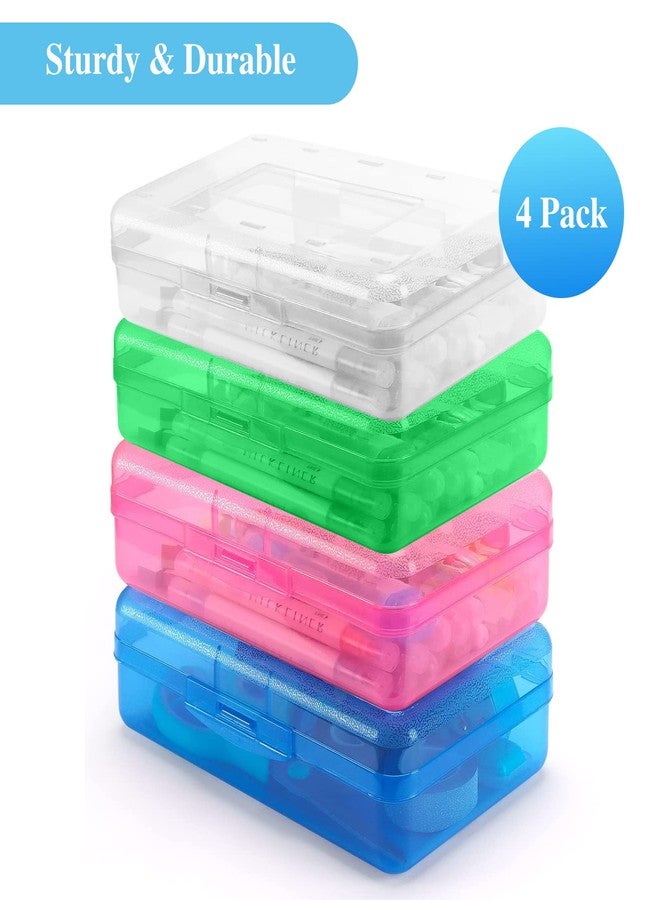 SAYEEC Plastic Pencil Box, Large Capacity Hard Pencil Case, Pencil Crayon Boxes with Snap-tight Lid, Stackable School Supply Box Storage Organizer for Kids Girls Boys Adults Classroom Office (4 Pack) - Image 4