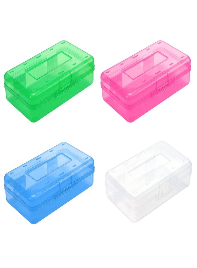 SAYEEC Plastic Pencil Box, Large Capacity Hard Pencil Case, Pencil Crayon Boxes with Snap-tight Lid, Stackable School Supply Box Storage Organizer for Kids Girls Boys Adults Classroom Office (4 Pack) - Image 1