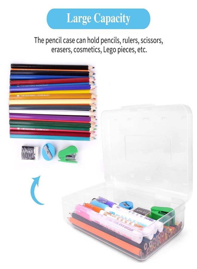 SAYEEC Plastic Pencil Box, Large Capacity Hard Pencil Case, Pencil Crayon Boxes with Snap-tight Lid, Stackable School Supply Box Storage Organizer for Kids Girls Boys Adults Classroom Office (4 Pack) - Image 5