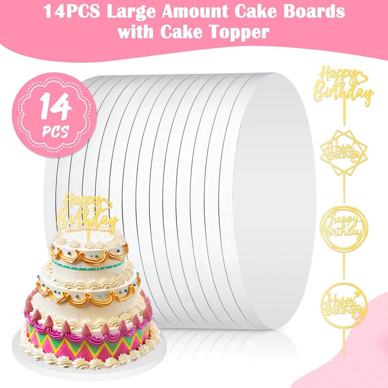 Tetutor 14 PCS 12 inch Cake Drum,1/2" Thick Cake Boards 12 inch Round, White Cake Drums 12 inch, Sturdy Cake Decorating Supplies Card Board for Multi-Layer Cakes - Image 2