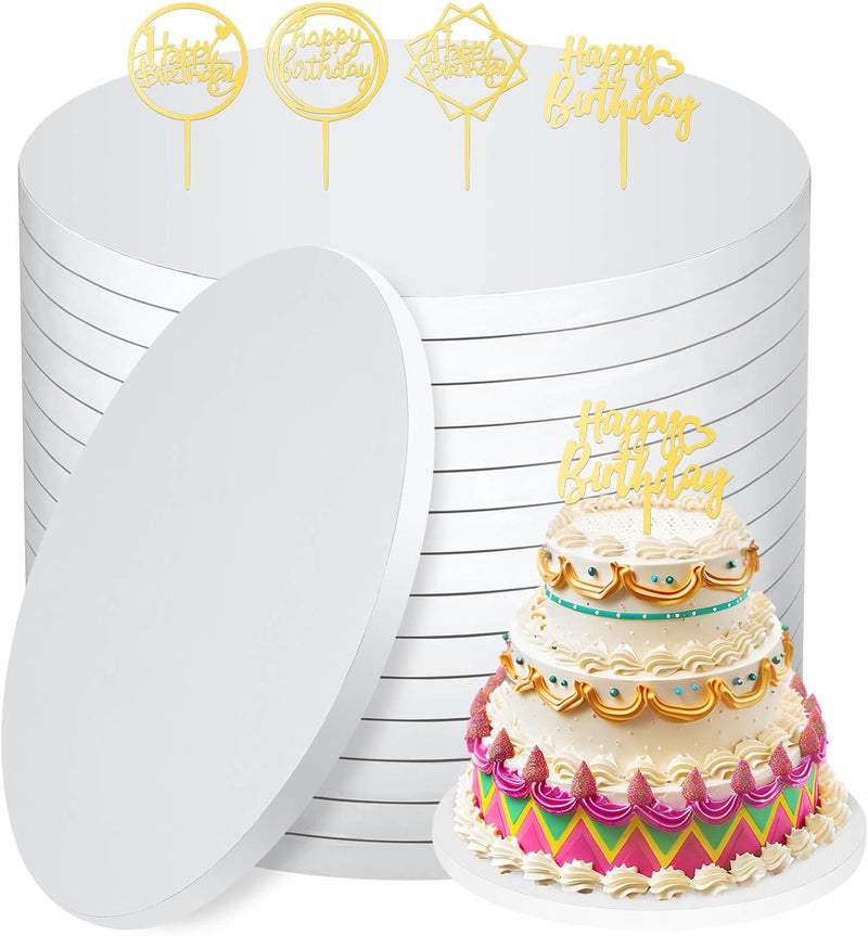 Tetutor 14 PCS 12 inch Cake Drum,1/2" Thick Cake Boards 12 inch Round, White Cake Drums 12 inch, Sturdy Cake Decorating Supplies Card Board for Multi-Layer Cakes - Image 1