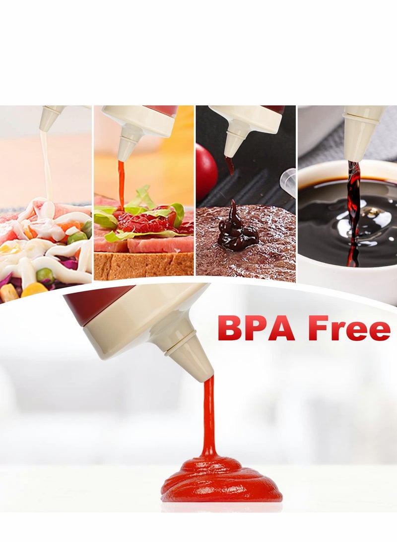 Porous Squeeze Bottles, Leak Proof Refillable Condiment Container for Kitchen Use, Top Dispensers for Salad Dressings, Ketchup, Mustard, Mayo, Hot Sauces, Olive Oil (12 oz) - Image 5