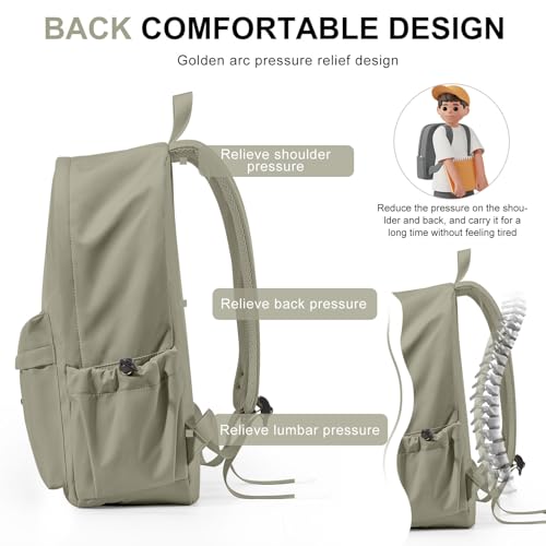 WEPOET Lightweight Basic Backpack For High School,College Bookbag For Womens,Travel Laptop Backpacks For Teen Girls,School Bag Casual Daypack(Green) - Image 4
