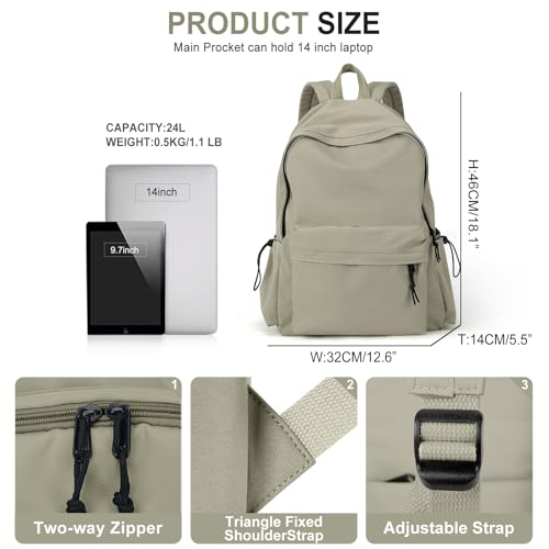WEPOET Lightweight Basic Backpack For High School,College Bookbag For Womens,Travel Laptop Backpacks For Teen Girls,School Bag Casual Daypack(Green) - Image 2