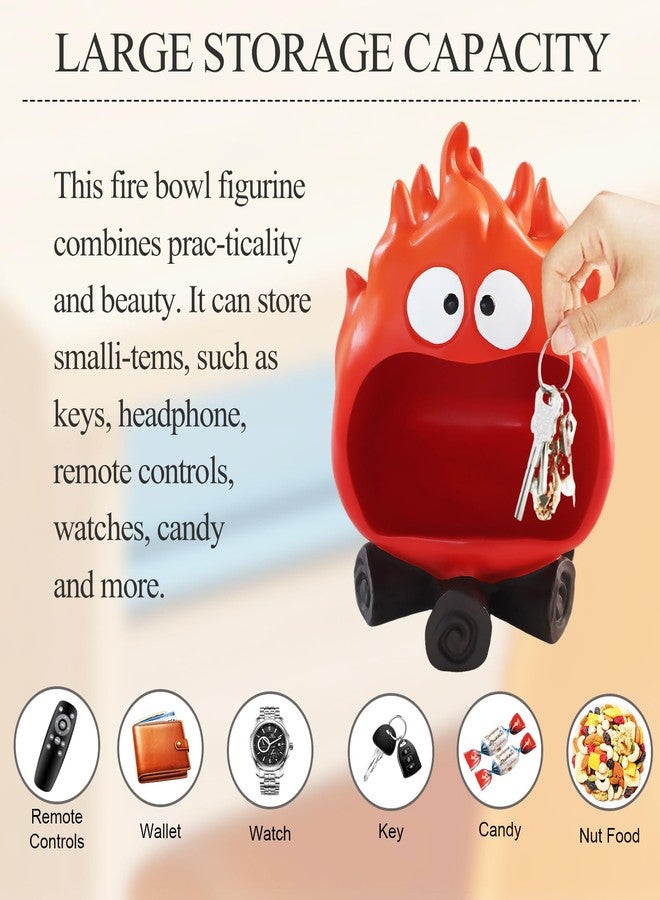 Dosker Funny Resin Flame Statue with Candy Dish & Key Dish, Entryway Table Candy Bowl Decor (Red) - Image 4