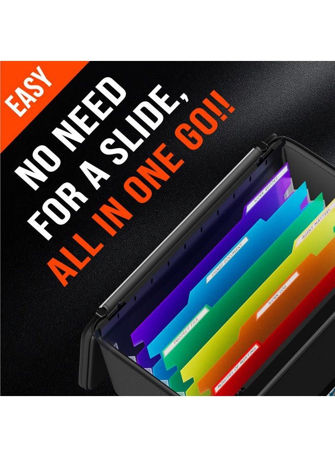 ZOOPIP Fireproof File Box with Hanging File Folders, 7x1.2" Accordion Pockets, Hanging File Organizer for Letter Size, Retractable Hook, 1/3-Cut Tab (Folders+Box-12.6''*7.8''*9.8'') - Image 4