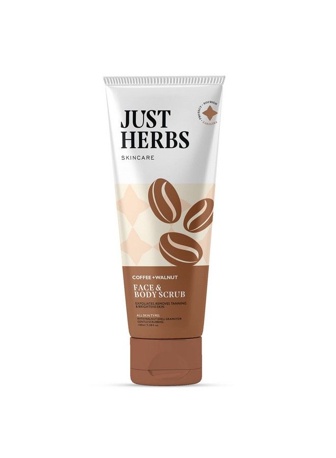 Just Herbs Coffee Walnut Exfoliating Detan Face & Body Scrub For Blackheads Whiteheads Removes Tanning & Glowing Skin For Men & Women 100 Ml - Image 2