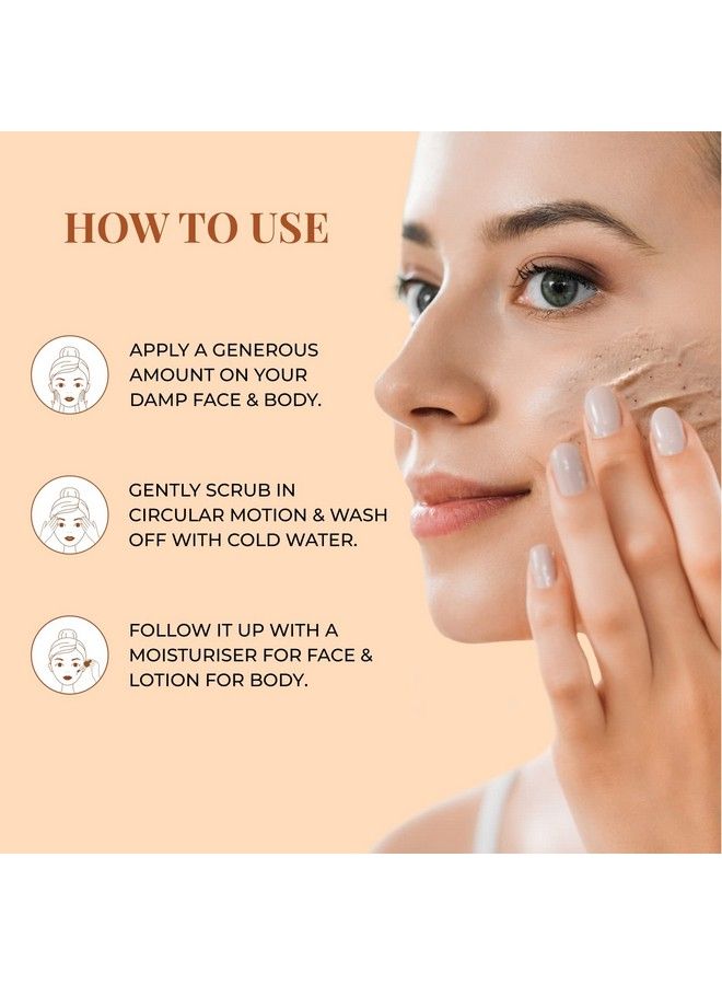 Just Herbs Coffee Walnut Exfoliating Detan Face & Body Scrub For Blackheads Whiteheads Removes Tanning & Glowing Skin For Men & Women 100 Ml - Image 5