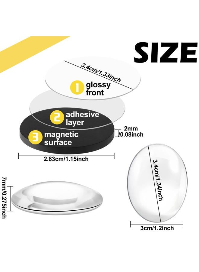 Weewooday 72 Pieces Craft Magnets Glass Ceramic Ferrite Magnet with Adhesive Backing and Transparent Clear Glass Cabochons for DIY Craft Fridge Refrigerator Magnets Pendants (Oval, 1.5 x 1.1 Inch) - Image 2