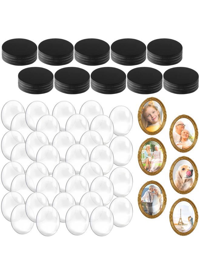 Weewooday 72 Pieces Craft Magnets Glass Ceramic Ferrite Magnet with Adhesive Backing and Transparent Clear Glass Cabochons for DIY Craft Fridge Refrigerator Magnets Pendants (Oval, 1.5 x 1.1 Inch) - Image 1