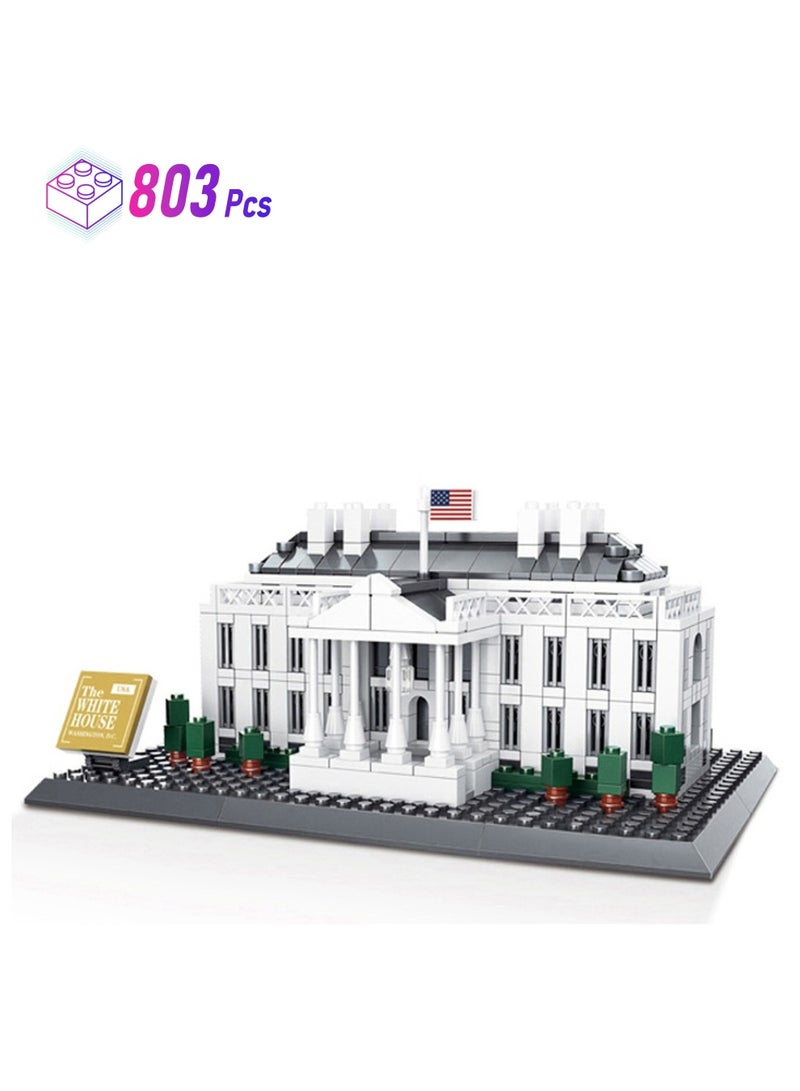 1 Box Of World Famous Architectural Series White House Shaped Small Particle Assembly Building Blocks American White House Shaped Children's Educational Toys  - Image 1