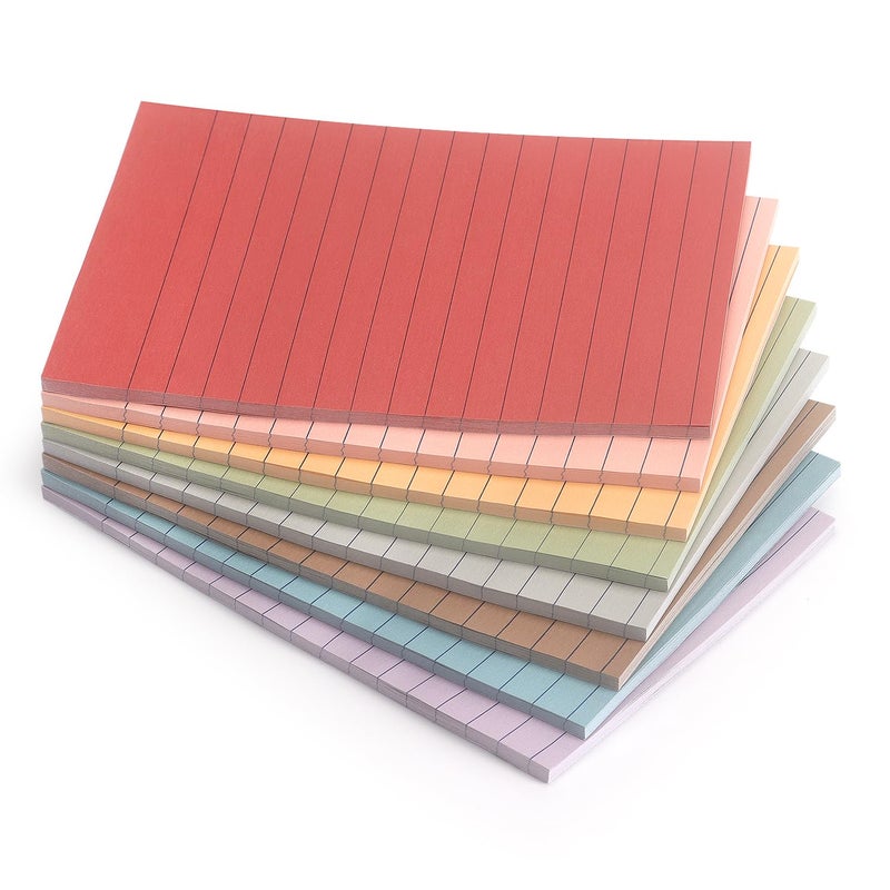 Eastern Wolf Lined Sticky Notes 4x6 in 8 Pads Vintage Color Lined Sticky Pads 8 Pads/Pack, 30sheets/Pads,240 Sheets with Lines self-Adhesive Notes, Easy to Stick, Portable, Suitable for Office, School, Home - Image 1
