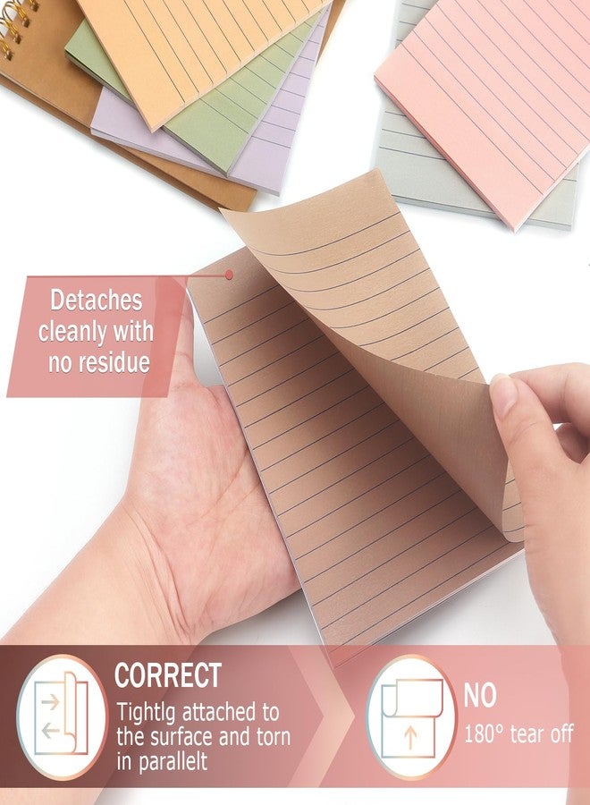 Eastern Wolf Lined Sticky Notes 4x6 in 8 Pads Vintage Color Lined Sticky Pads 8 Pads/Pack, 30sheets/Pads,240 Sheets with Lines self-Adhesive Notes, Easy to Stick, Portable, Suitable for Office, School, Home - Image 4