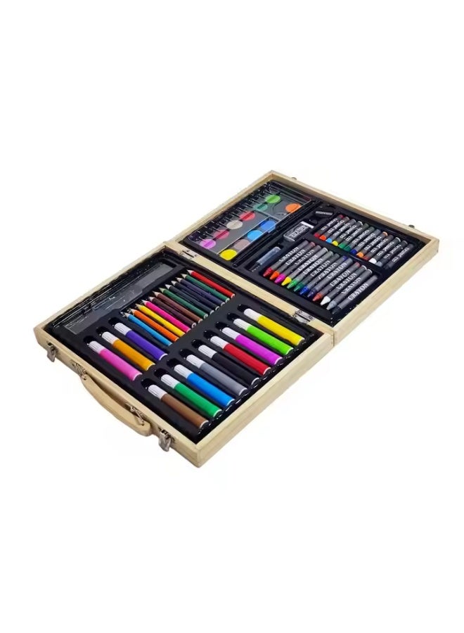 ELTRAZONE 70 PCS Deluxe Kids Art Set with Colored Pencils, Watercolor Paints, Brushes, Crayons, Oil Pastels & Drawing Supplies in Premium Wooden Storage Case – Complete All-in-One School Stationery & Creative Painting Kit for Boys & Girls – Perfect Gift to Inspire Artistic Talent - Image 3