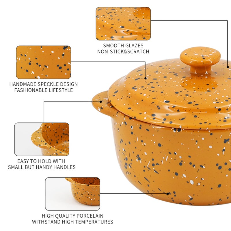 Krokori Ceramic Mini Cocotte Set of 4 for Oven,10 Oz Small Casserole Dishes with Handles and Lid,Individual Serving Pot for Souffle,Soup,Cobbler,Stoneware Baking Ramekins,Assorted Colors - Image 5
