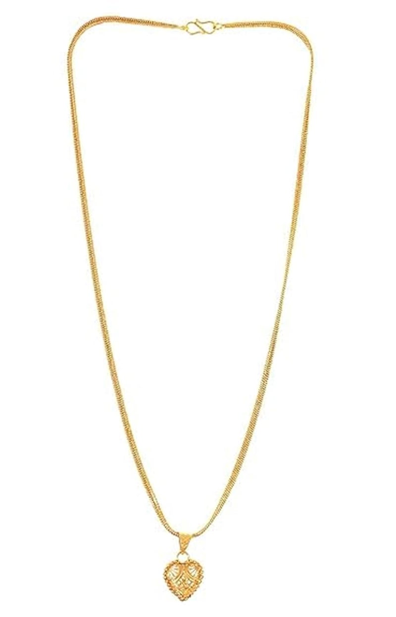 Handicraft Kottage 1gm 22Ct Gold Plated chain with Pandent |latest & Stylish High Gold Plated Celebrity Inspired Gold Chain/Necklace/Jewellery Set/Fashion jewellery for Mens,Womens Girls - Image 3