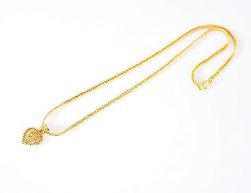 Handicraft Kottage 1gm 22Ct Gold Plated chain with Pandent |latest & Stylish High Gold Plated Celebrity Inspired Gold Chain/Necklace/Jewellery Set/Fashion jewellery for Mens,Womens Girls - Image 2