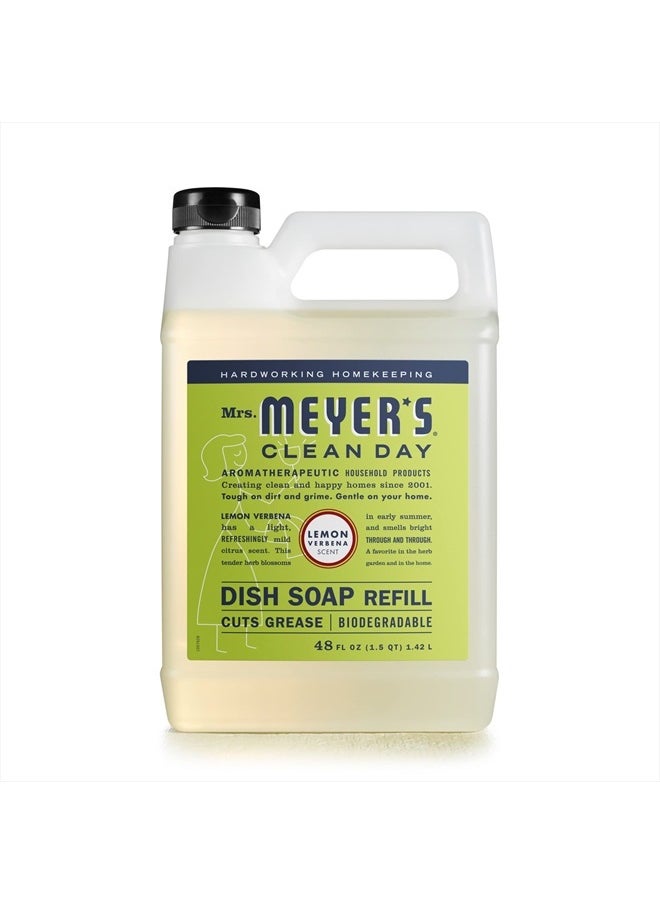 Mrs. Meyer's Clean Day - Liquid Dish Soap Refill, Biodegradable Formula, Lemon Verbena (48 Fl Oz (Pack of 1)) - Image 1